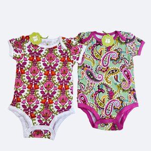 Vera Bradley Baby Girl One Pieces Bodysuit Lot 2 Size 9 12 Months Retail $56 NWT